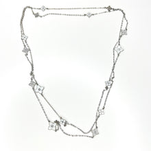 Load image into Gallery viewer, Extra Long Blossom Necklace in Silver &amp; Pearl