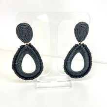 Load image into Gallery viewer, Black Raffia Drop Earrings