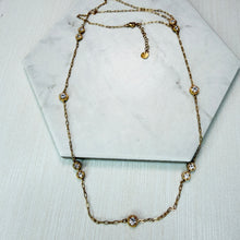 Load image into Gallery viewer, Long Gold Diamanté Station Necklace