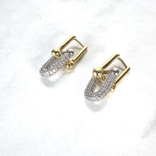 Load image into Gallery viewer, Gold &amp; Silver Diamanté Paperclip Earrings