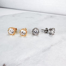 Load image into Gallery viewer, Crimped Edge Diamanté Studs