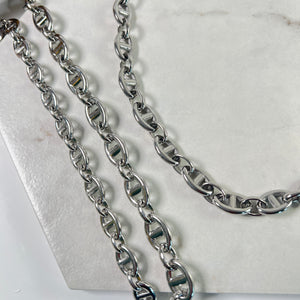 Larger Link Silver Pig Nose Necklace