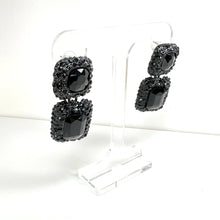 Load image into Gallery viewer, Double Stone Black Earrings