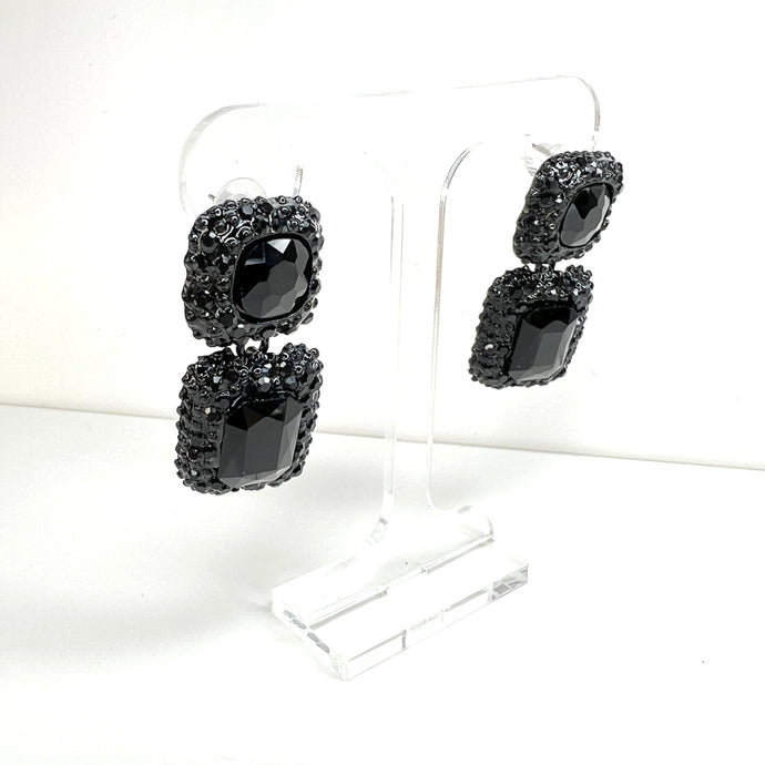 Double Stone Black Earrings