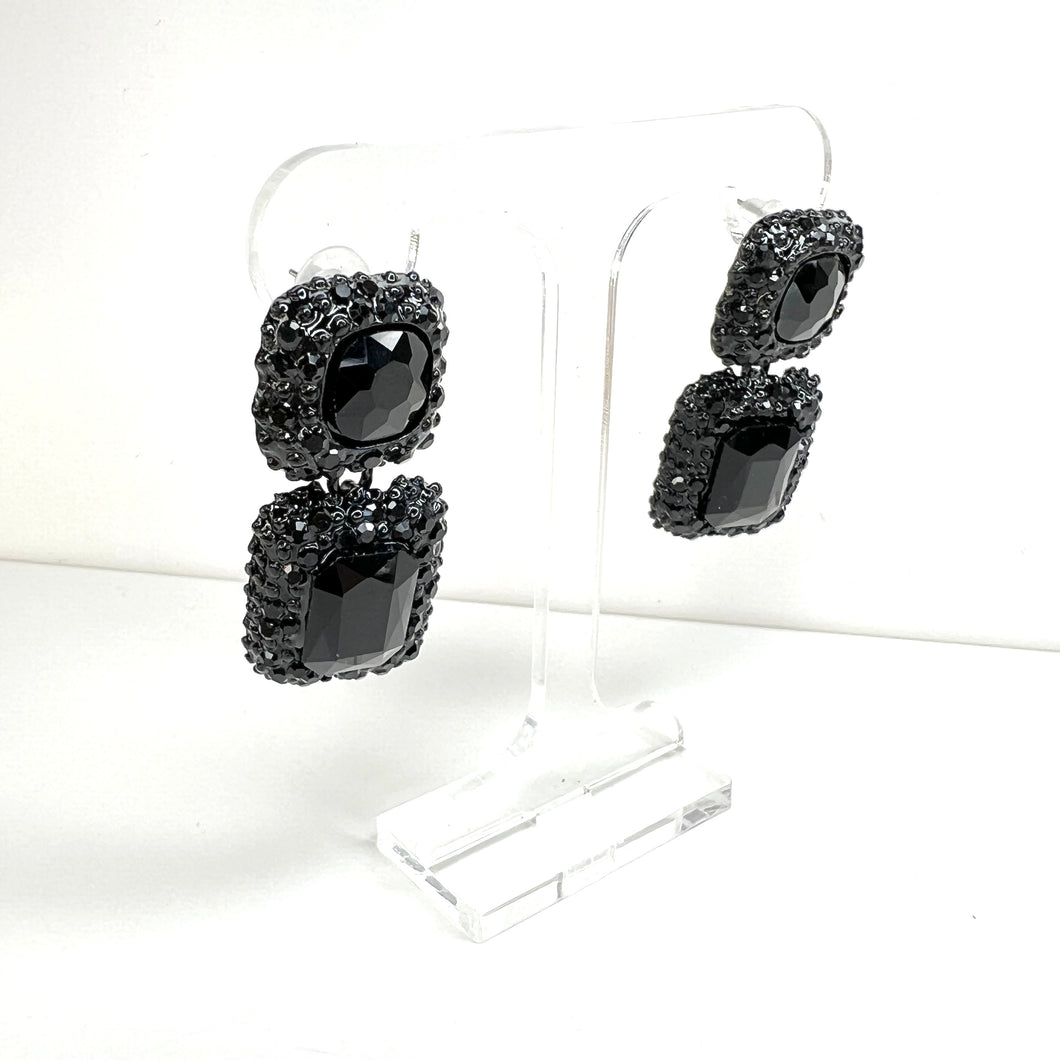 Double Stone Black Earrings