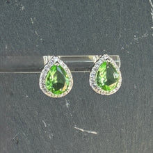 Load image into Gallery viewer, Pale Green Pear Diamanté Studs