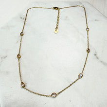 Load image into Gallery viewer, Gold Oval Stone Diamanté Station Necklace