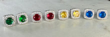 Load image into Gallery viewer, Small Square Diamanté Stone Earrings