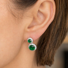 Load image into Gallery viewer, Sapphire Blue Double Stone Drop Earrings