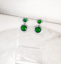 Load image into Gallery viewer, Emerald Green Double Drop Stone Earrings