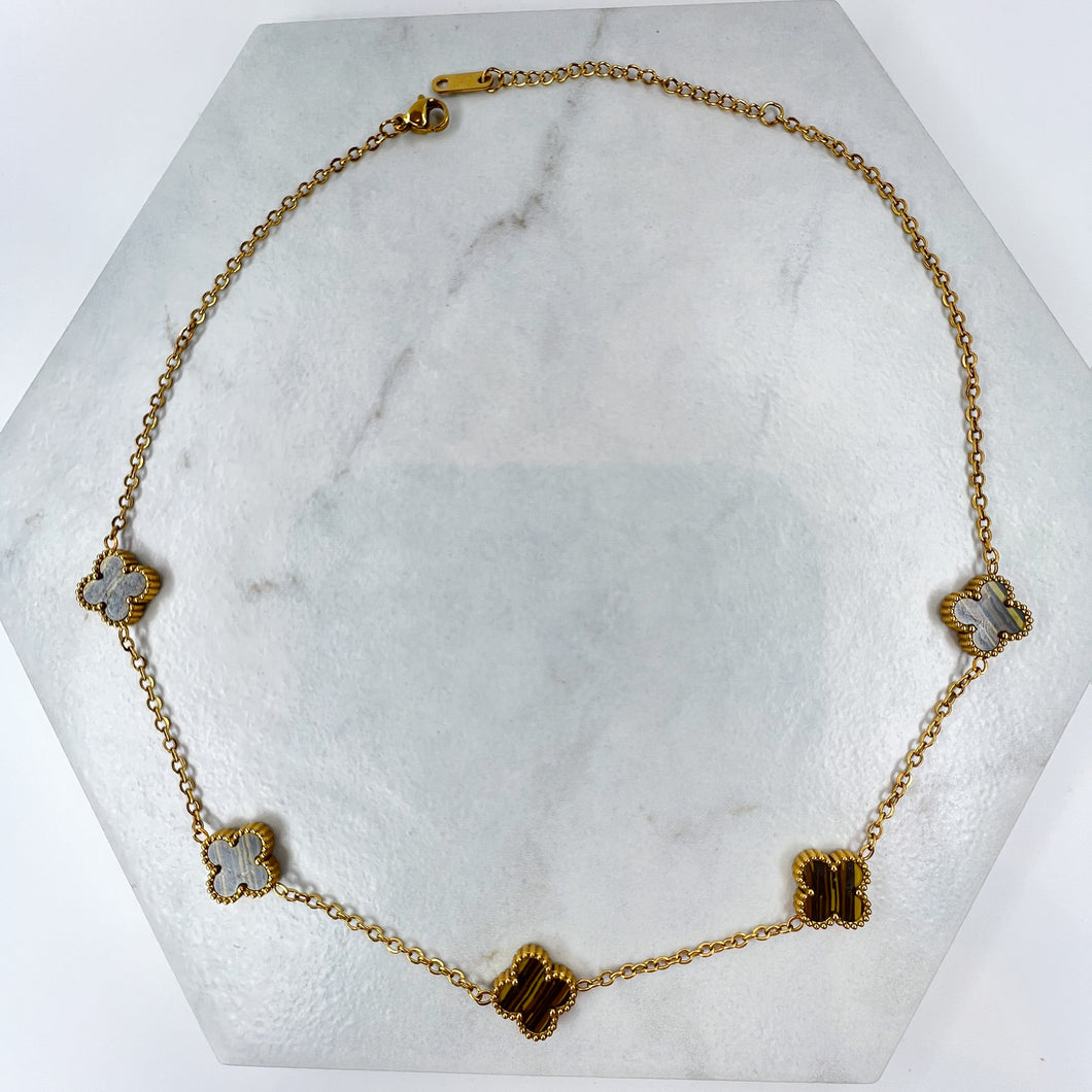 Tiger Eye Clover Necklace