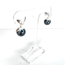 Load image into Gallery viewer, Matte Silver &amp; Grey Pearl Earrings