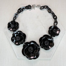 Load image into Gallery viewer, Black &amp; Taupe Flower Necklace