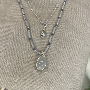 Grey Quartz Drop Necklace