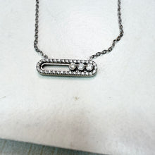Load image into Gallery viewer, Silver Rectangular Diamanté Necklace