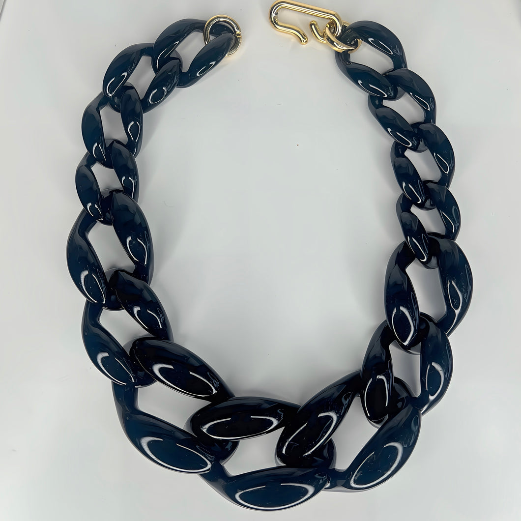 Black Acrylic Link Necklace