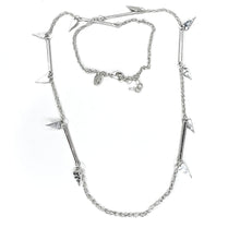 Load image into Gallery viewer, Versatile Long Silver Elongated Hearts Necklace