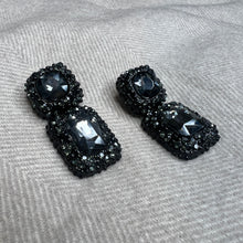 Load image into Gallery viewer, Double Stone Dark Grey Earrings