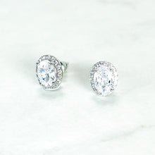 Load image into Gallery viewer, Oval Diamanté Studs With Pavé Surround