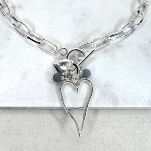 Silver Heart Drop Necklace