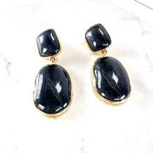 Load image into Gallery viewer, Smooth Black Stone Drop Earrings