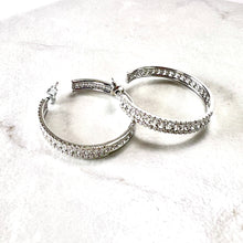 Load image into Gallery viewer, Silver Fretwork Hoops