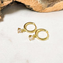 Load image into Gallery viewer, Small Diamanté Drop Huggie Hoops