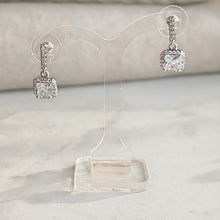 Load image into Gallery viewer, Silver Square Drop Earrings