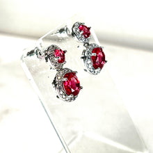 Load image into Gallery viewer, Pink Double Stone Drop Earrings
