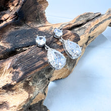 Load image into Gallery viewer, Diamanté Double Stone Drop Earrings