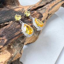 Load image into Gallery viewer, Classic Yellow Diamanté Drop Earrings