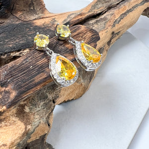 Classic Yellow Diamanté Drop Earrings