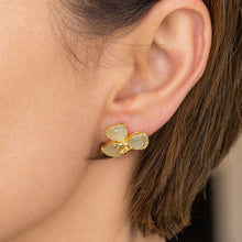 Load image into Gallery viewer, Cream &amp; Gold Enamel Flower Studs