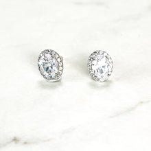 Load image into Gallery viewer, Oval Diamanté Studs With Pavé Surround
