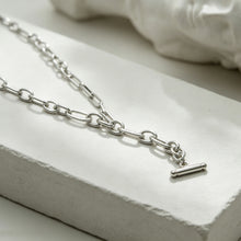 Load image into Gallery viewer, NEW Silver Drop T Bar Necklace