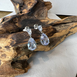 Triple Stone Drop Diamanté Earrings