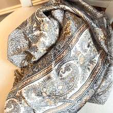 Load image into Gallery viewer, Long Rectangular Cream &amp; Brown Silky Scarf