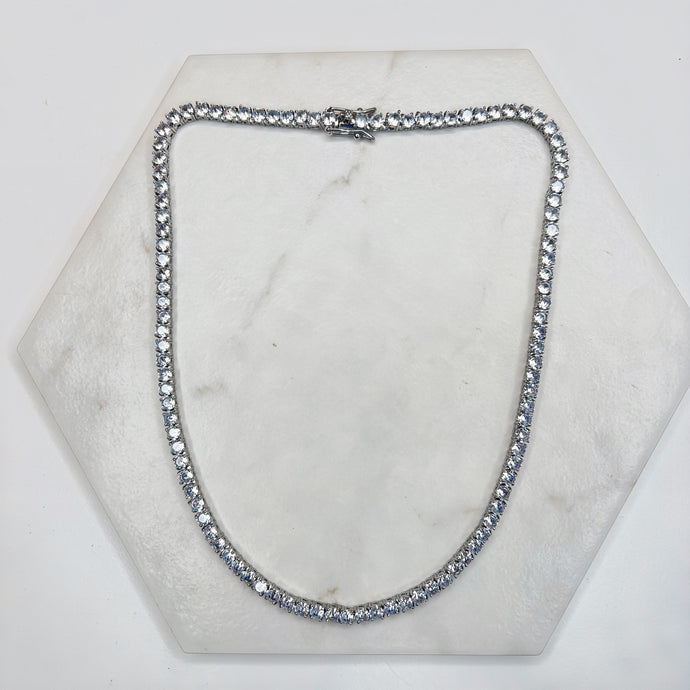 Classic Silver Tennis Necklace