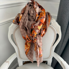 Load image into Gallery viewer, Vintage Style Orange Pansy Floral Scarf