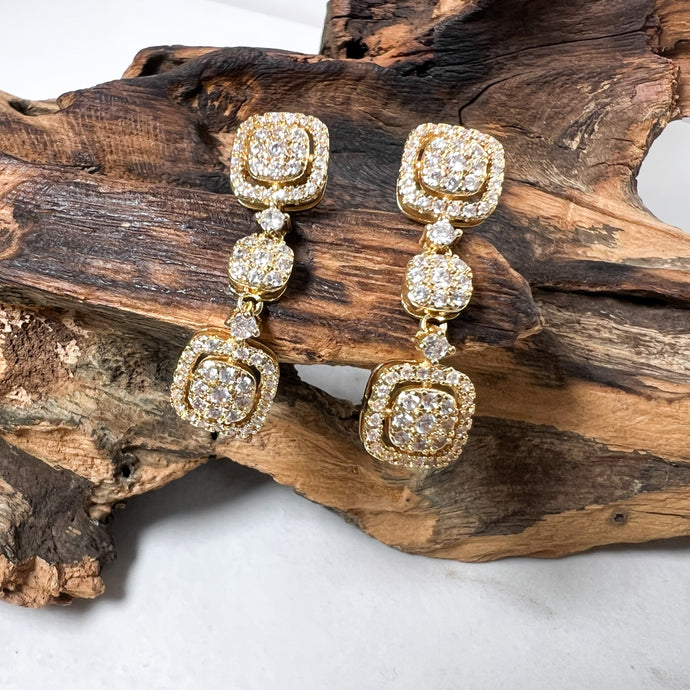 Diamanté Gold Drop Earrings