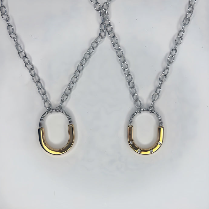 Gold & Silver Double Sided Lock Pendant