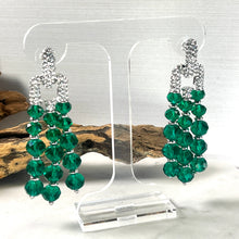 Load image into Gallery viewer, Diamante &amp; Green Crystal Drop Earrings