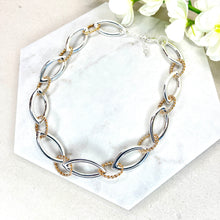 Load image into Gallery viewer, Silver &amp; Twisted Gold Link Necklace