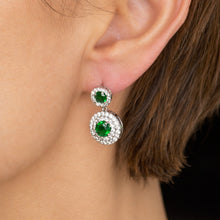 Load image into Gallery viewer, Ornate Emerald Green Drop Earrings