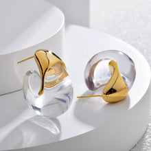 Load image into Gallery viewer, Clear Perspex Drop Earrings in Gold Or Silver