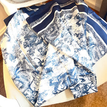 Load image into Gallery viewer, Navy Toile de Jouy Scarf