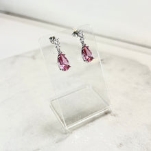 Load image into Gallery viewer, Delicate Pink Stone &amp; Diamanté Drop Earrings