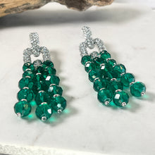 Load image into Gallery viewer, Diamante &amp; Green Crystal Drop Earrings