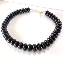 Load image into Gallery viewer, Oval Black Bead Necklace