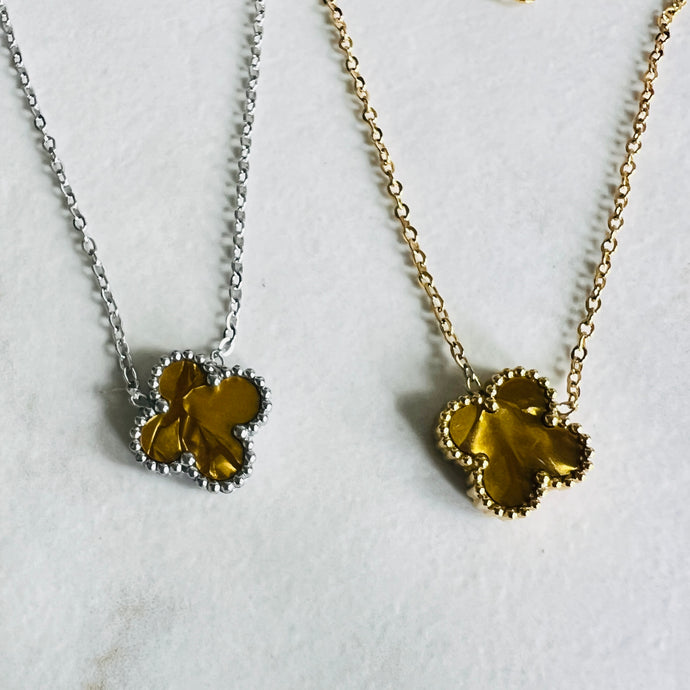 Dappled Gold Clover Pendant